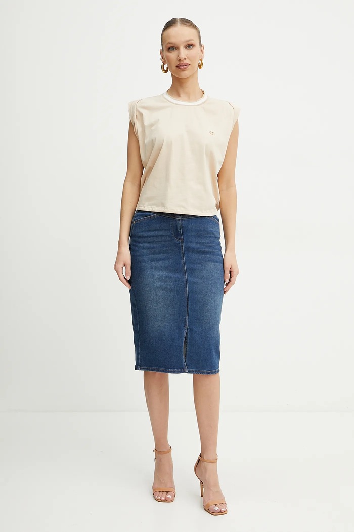 Liu Jo tricou din bumbac TA5273.J6308 bej SS25
