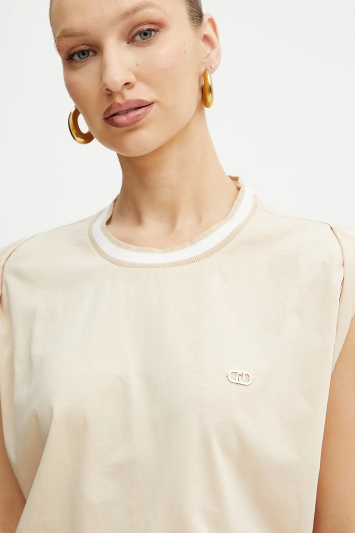 Liu Jo tricou din bumbac bej TA5273.J6308