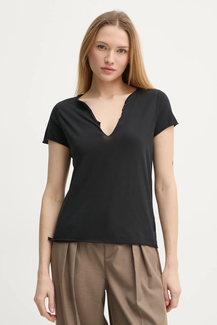 Bavlněné tričko ZADIG&VOLTAIRE hladký černá JWTN00447.19W.001