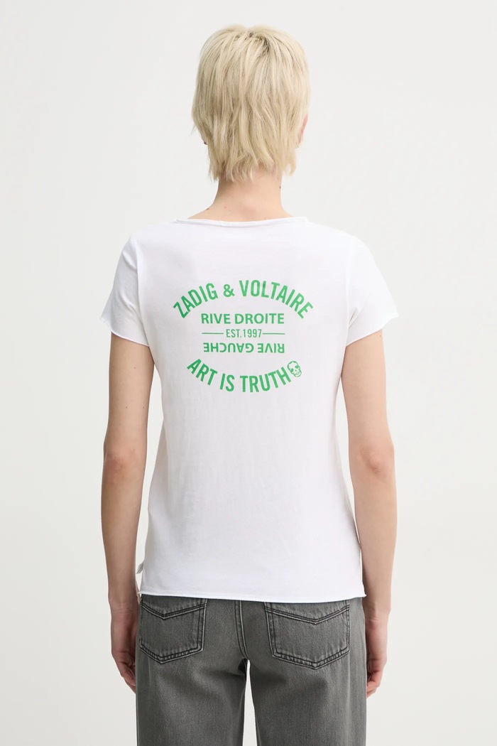 Bavlněné tričko ZADIG&VOLTAIRE potisk bílá JWTN02612.107