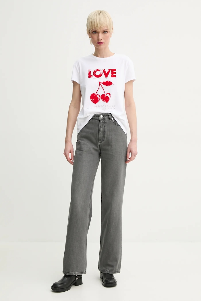 Bavlněné tričko ZADIG&VOLTAIRE JWTS02684.107 bílá SS25