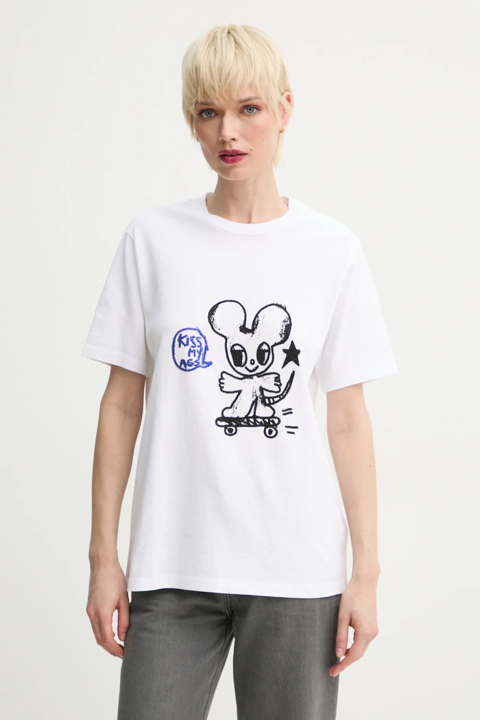 Bavlněné tričko ZADIG&VOLTAIRE nášivka bílá JWTS02734.107