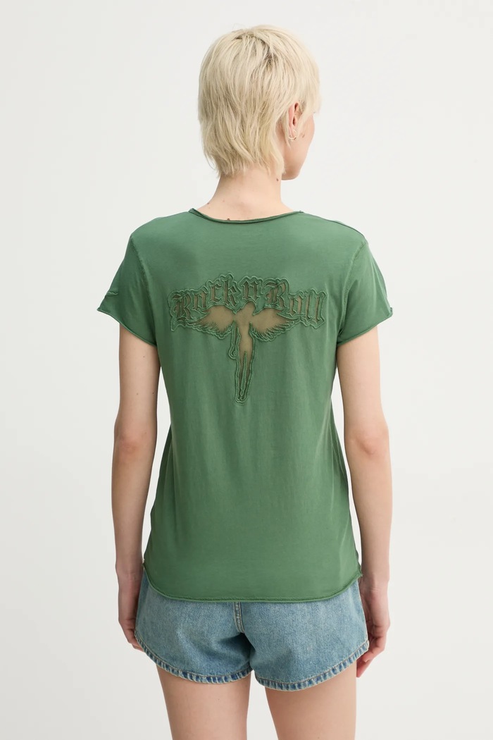 Bavlněné tričko ZADIG&VOLTAIRE nášivka zelená JWTS02786.330