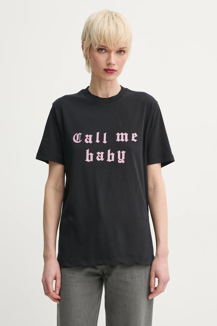 Bavlněné tričko ZADIG&VOLTAIRE potisk černá JWTS02804.11