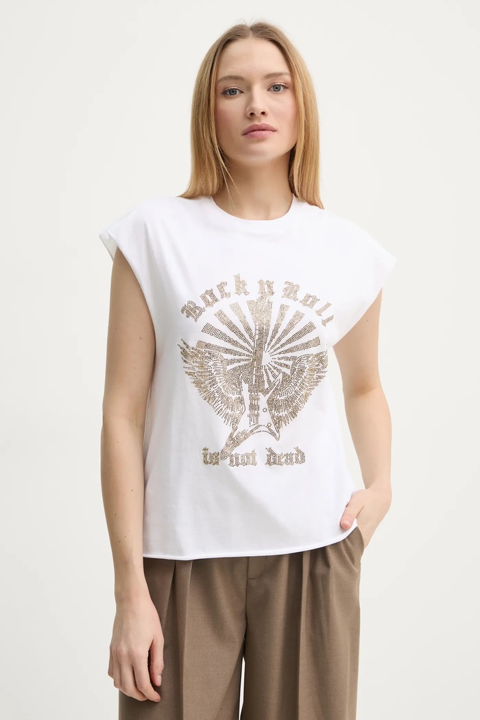 Bavlněné tričko ZADIG&VOLTAIRE kulatý bílá JWTT01265.107