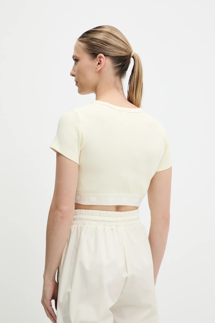 Oblečenie Tričko adidas Originals Rib SS Top JD0040 béžová