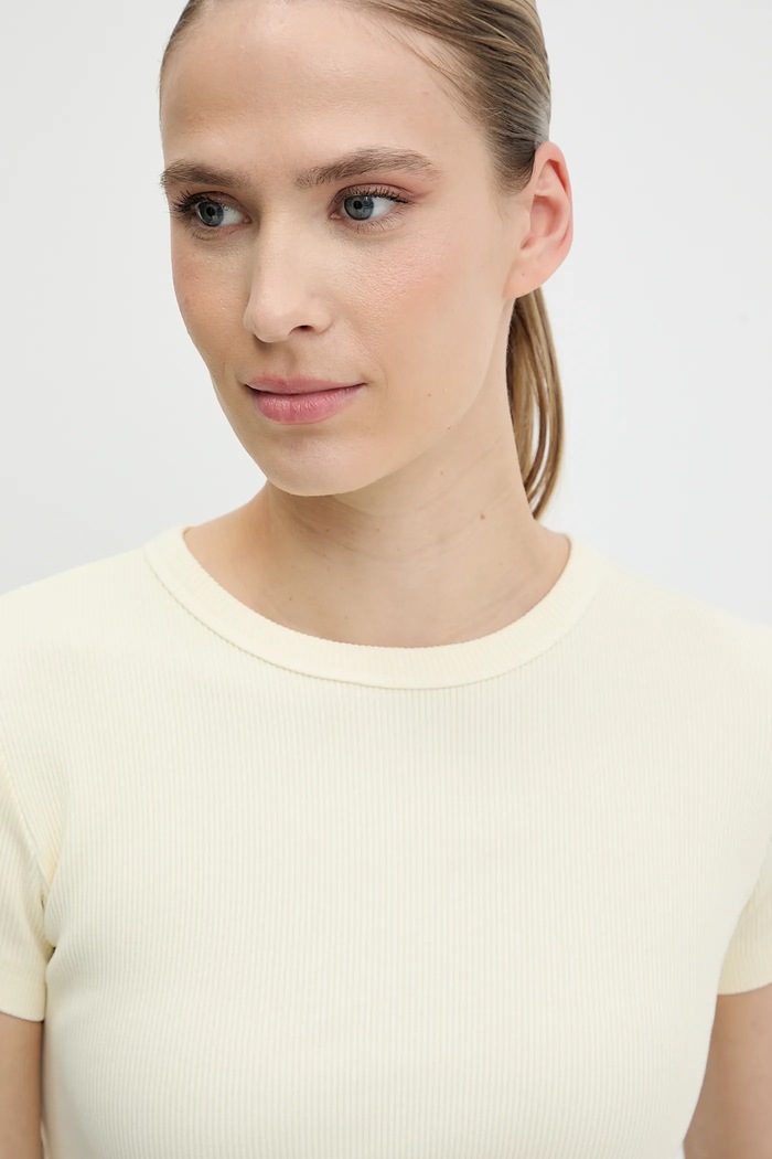 Tričko adidas Originals Rib SS Top béžová JD0040