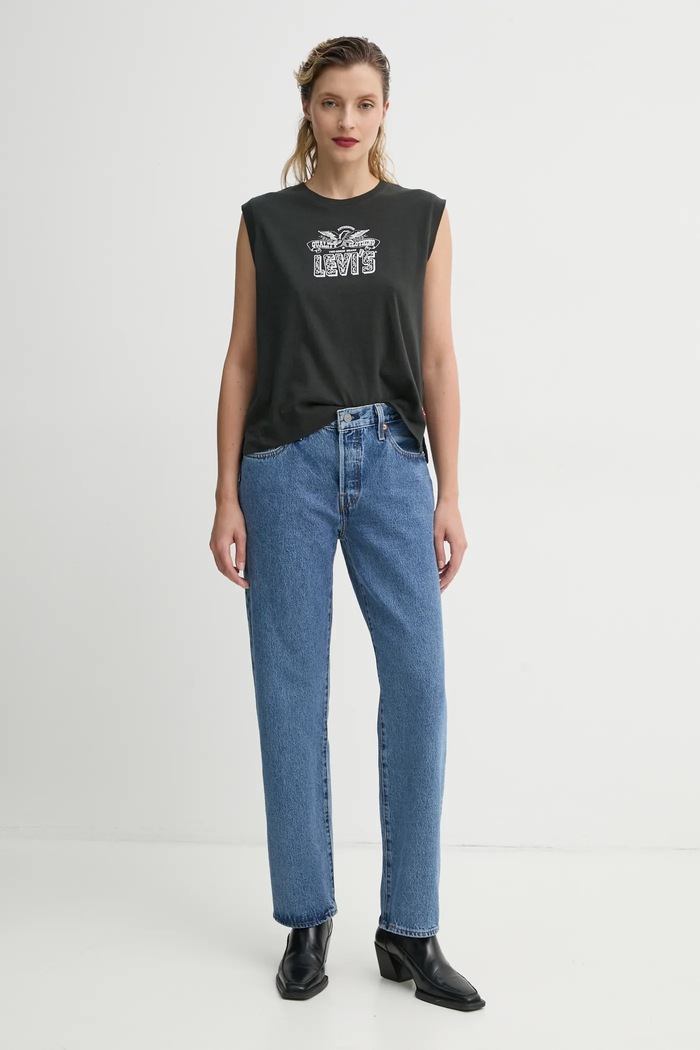 Bombažen top Levi's GR BOXY TANK 001MW siva SS25