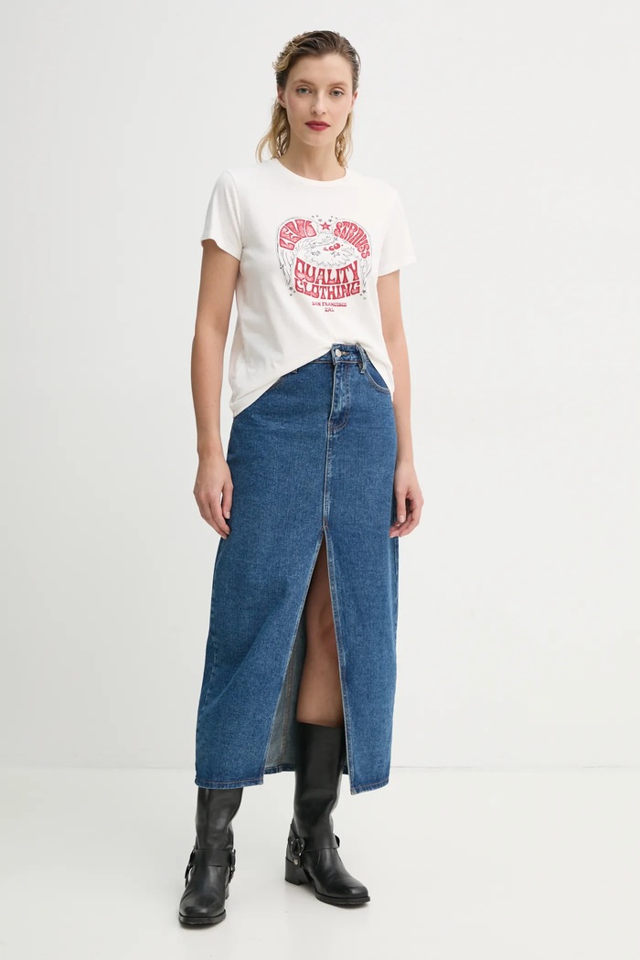 Bavlněné tričko Levi's THE PERFECT TEE 17369. béžová SS25