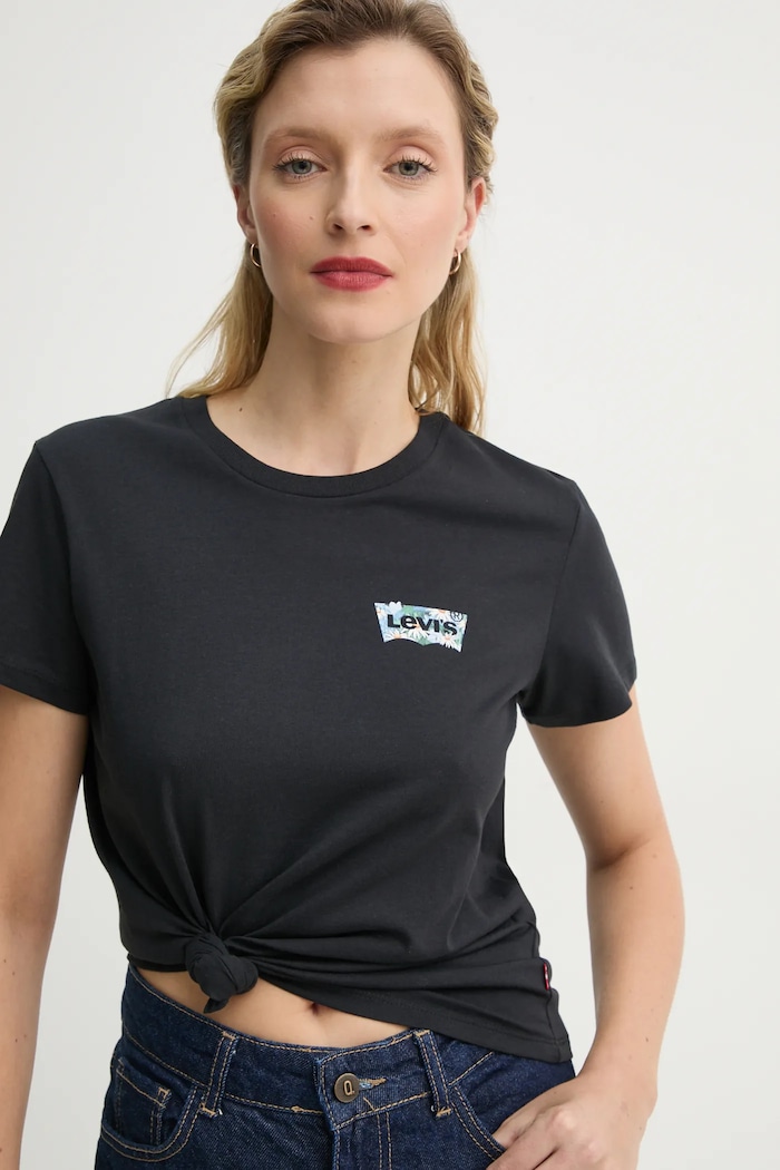 Bavlnené tričko Levi's THE PERFECT TEE potlač čierna 17369.