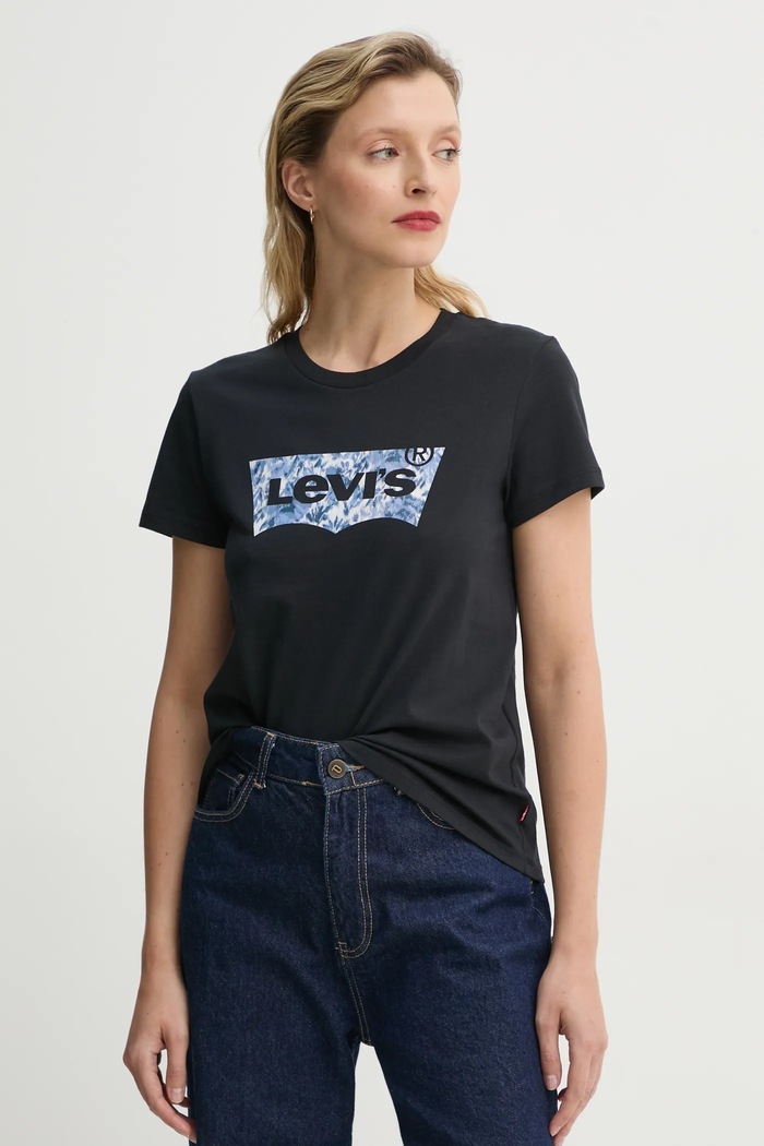 Bavlnené tričko Levi's THE PERFECT TEE potlač čierna 17369.