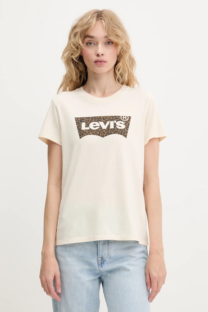 Bavlnené tričko Levi's LSE THE PERFECT TEE potlač béžová A2086