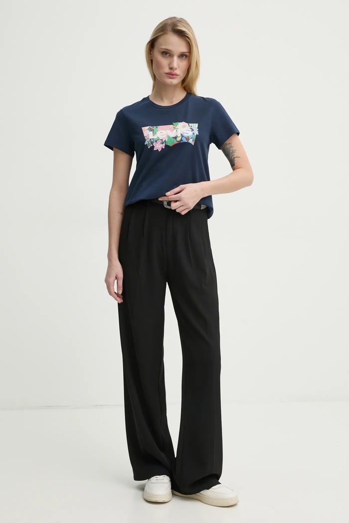 Pamučna majica Levi's LSE THE PERFECT TEE A2086 mornarsko plava AW25