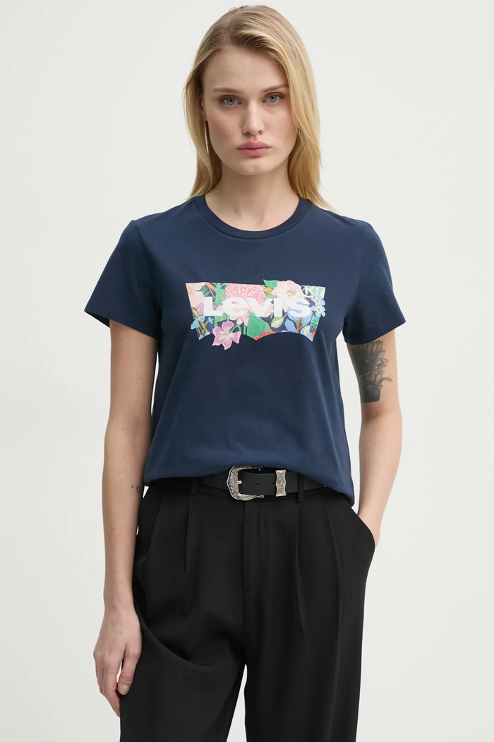 Pamučna majica Levi's LSE THE PERFECT TEE mornarsko plava A2086
