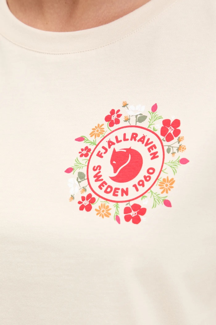 Fjallraven t-shirt Fjällblomster F14600213 beżowy