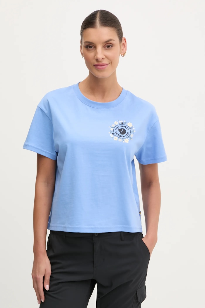Tričko Fjallraven Fjällblomster potlač modrá F14600213