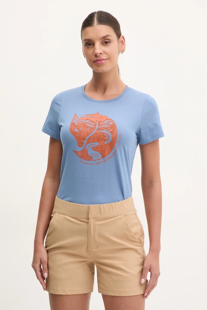 Tričko Fjallraven Arctic Fox potlač modrá F89849