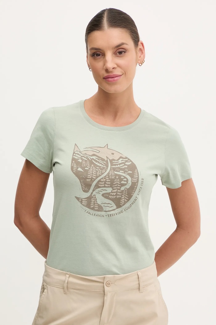 Тениска Fjallraven Arctic Fox стандартна зелен F89849