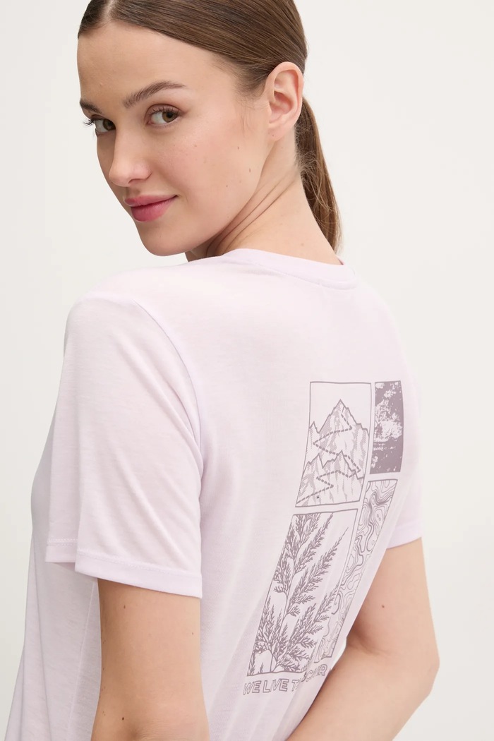 Odzież Jack Wolfskin t-shirt sportowy Vonnan Graphic A63953 fioletowy