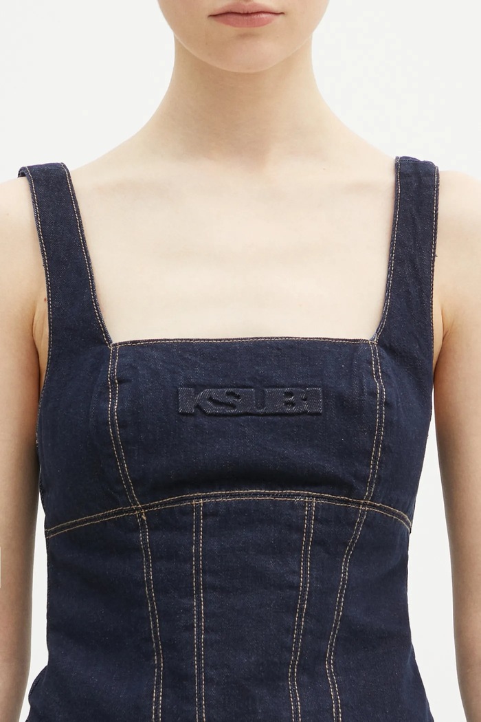 Riflová blúzka KSUBI Hera Bustier Zenith Pop tmavomodrá WPS25FT005