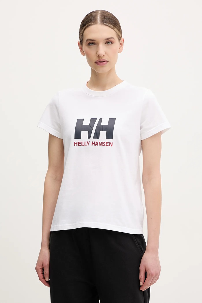 Памучна тениска Helly Hansen HH LOGO стандартна бял 54593