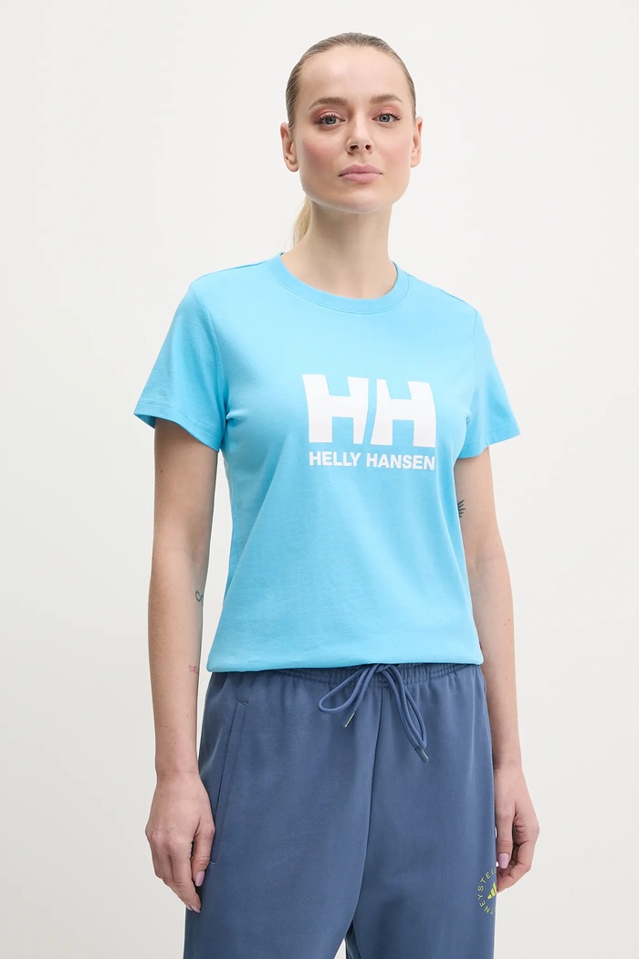 Памучна тениска Helly Hansen HH LOGO стандартна син 54593