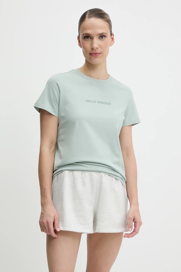 Helly Hansen t-shirt bawełniany CORE nadruk zielony 54591