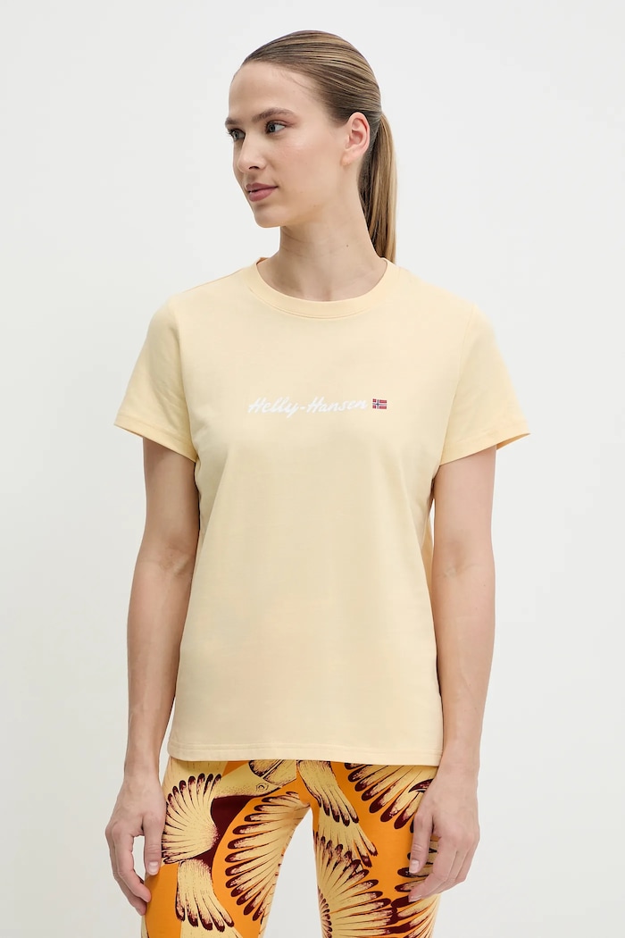 Bavlněné tričko Helly Hansen CORE GRAPHIC potisk žlutá 54592