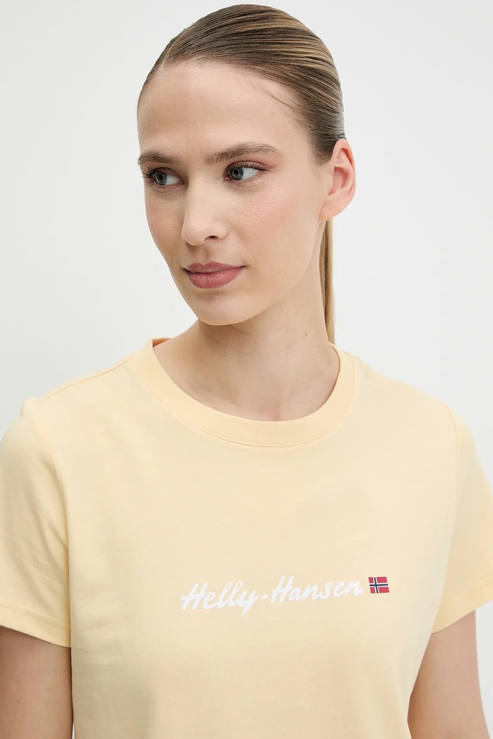 Bavlněné tričko Helly Hansen CORE GRAPHIC žlutá 54592