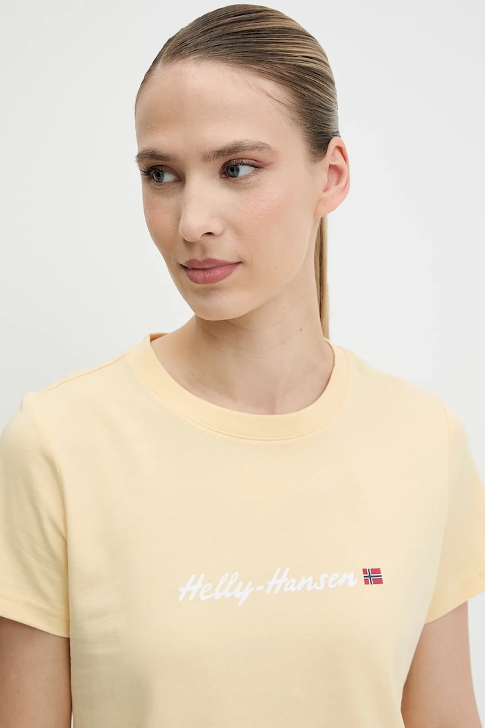 Bavlněné tričko Helly Hansen CORE GRAPHIC žlutá 54592