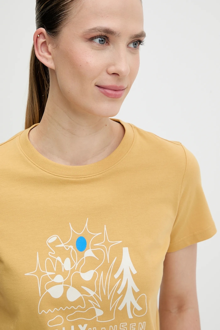 Helly Hansen t-shirt bawełniany MASSIF GRAPHIC żółty 54595