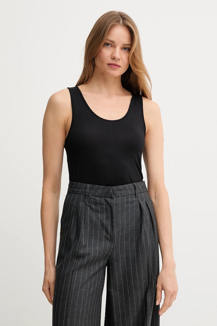 Top United Colors of Benetton με ελαστάν μαύρο 3OVL1H00C