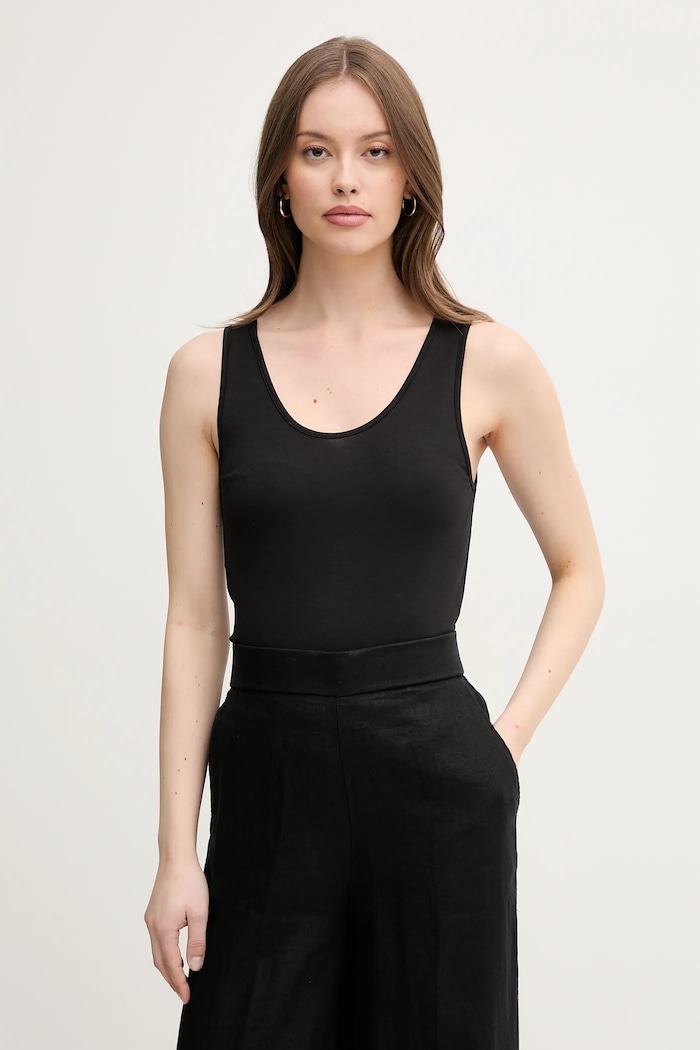 United Colors of Benetton top z elastanem czarny 3OVL1H00C