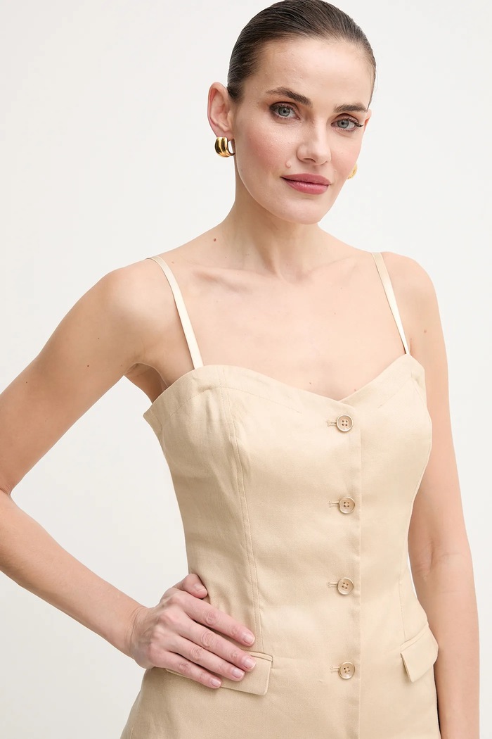 Lněná halenka Guess ISABEAU béžová W5GH0L.WH5L2