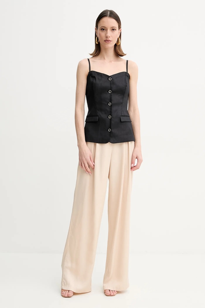 Lněná halenka Guess ISABEAU W5GH0L.WH5L2 černá SS25