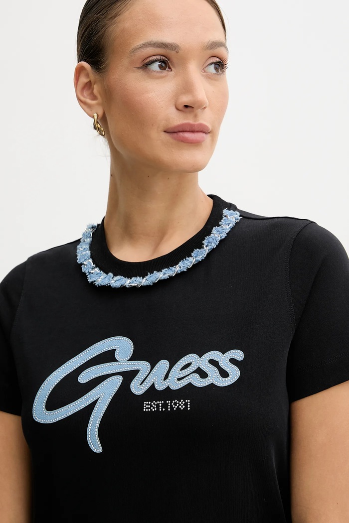 Guess tricou din bumbac negru W5GI03.I3Z14