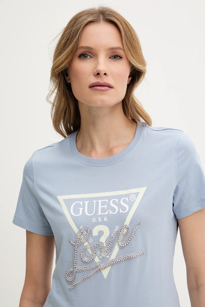 Ρούχα Βαμβακερό μπλουζάκι Guess W5GI05.I3Z14 μπλε