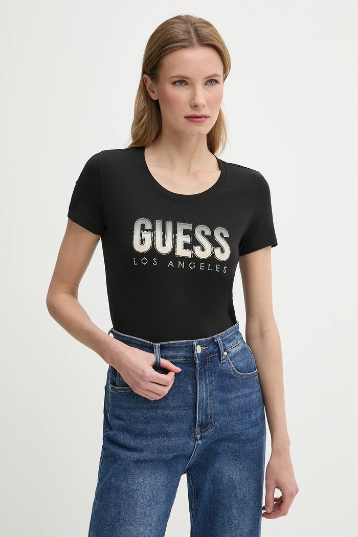 Μπλουζάκι Guess DEGRADE κανονικό μαύρο W5GI14.J1314