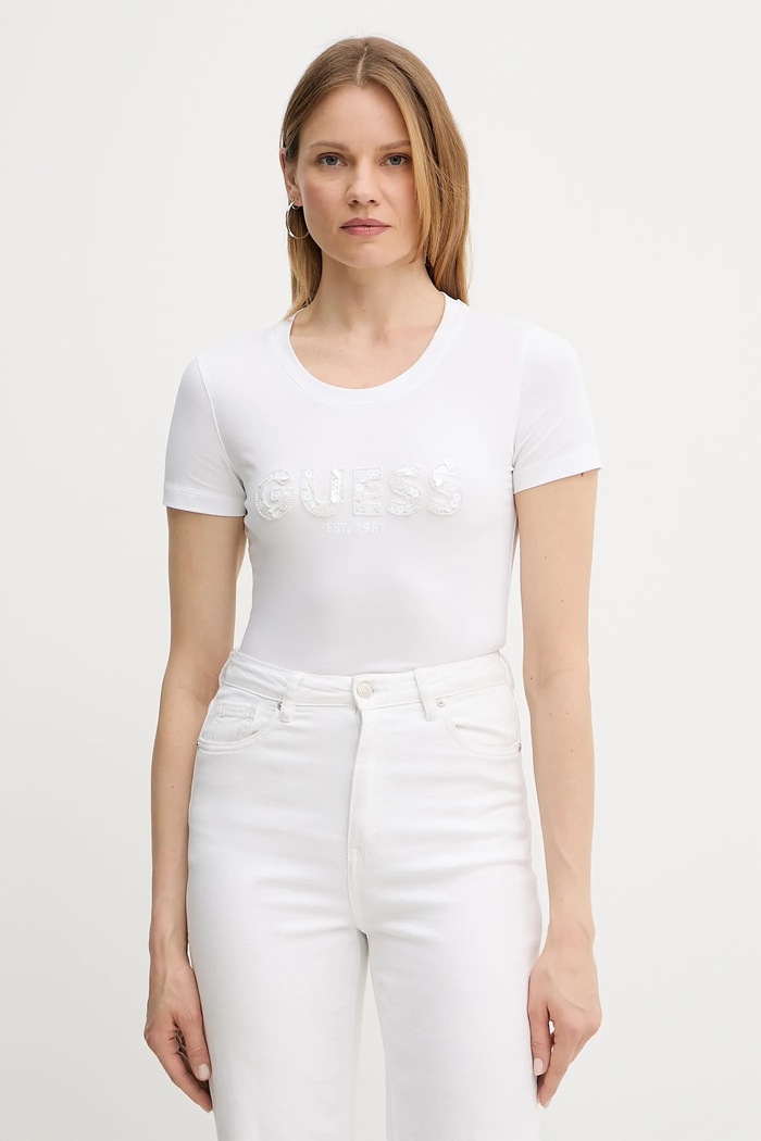 Μπλουζάκι Guess κανονικό λευκό W5GI17.J1314