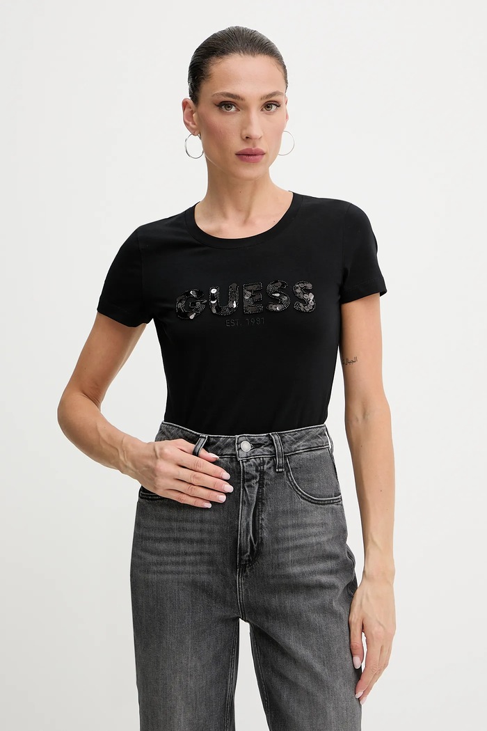 Guess tricou imprimeu negru W5GI17.J1314