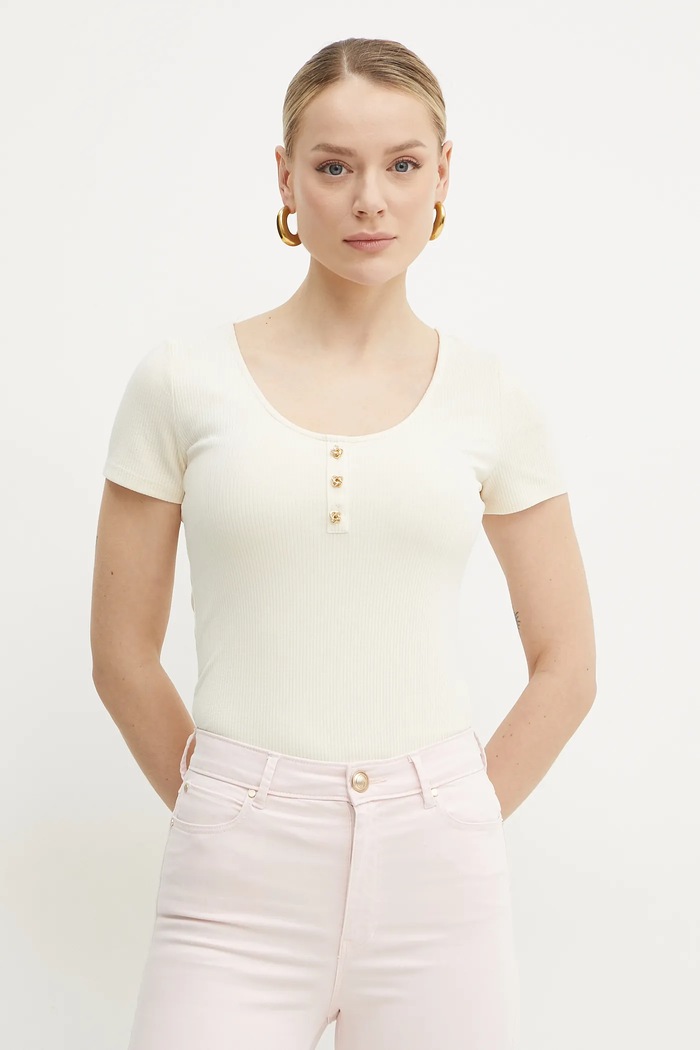 Μπλουζάκι Guess KARINA slim μπεζ W5GP43.KCTC2