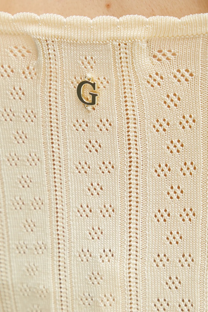 Памучен топ Guess REINA W5GR40.Z3NX0 бежов