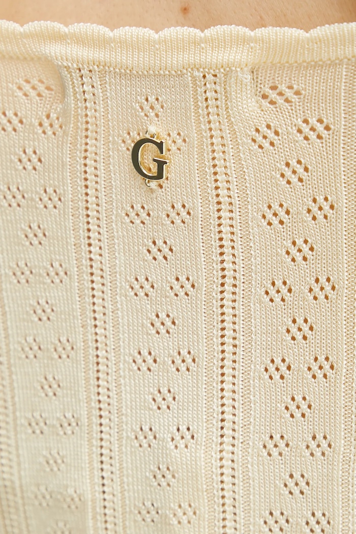 Памучен топ Guess REINA W5GR40.Z3NX0 бежов