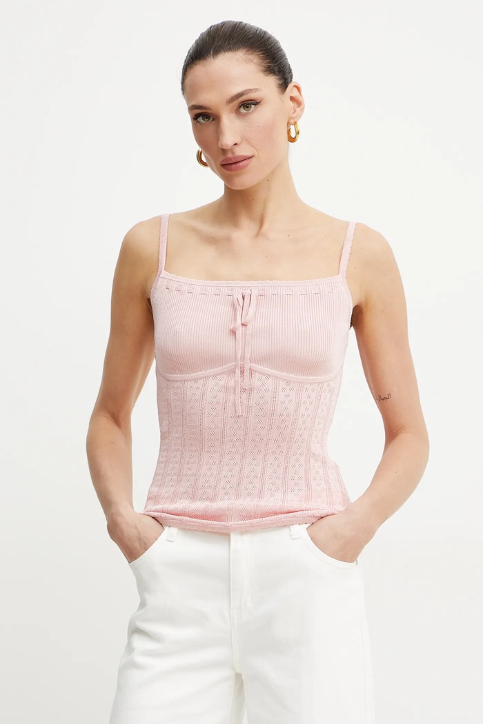 Guess Bavlněný top Guess REINA růžová W5GR40.Z3NX0