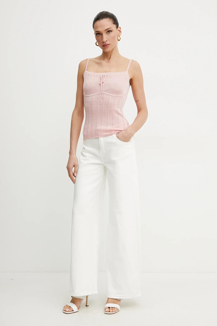 Guess Bavlněný top Guess REINA W5GR40.Z3NX0 růžová SS25