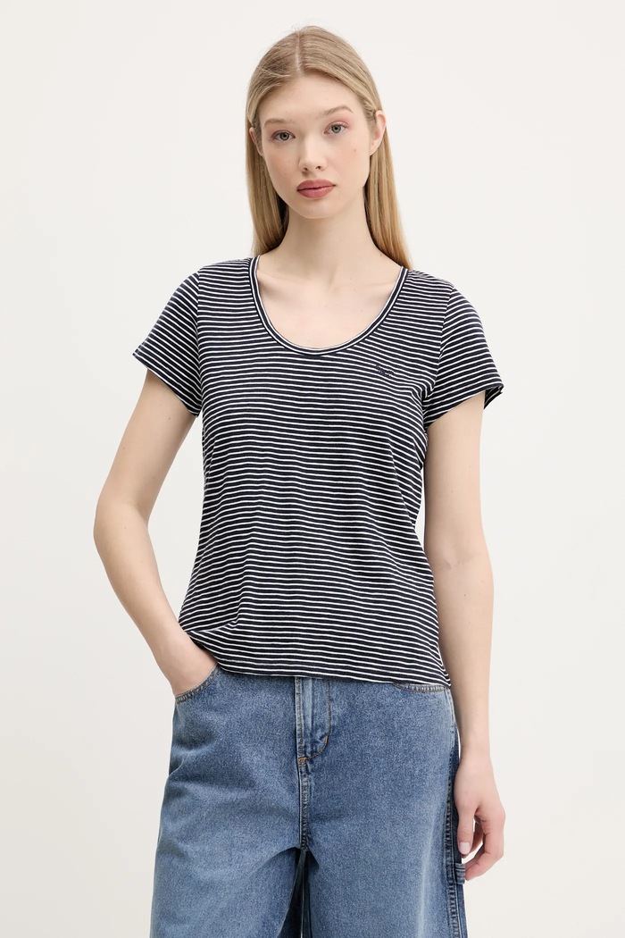 Superdry t-shirt csíkos sötétkék W1011381A.F1Q