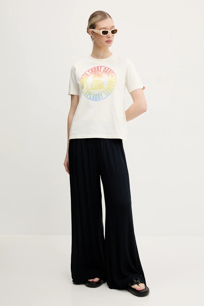 Bavlněné tričko Superdry W1011614A.22C béžová SS25