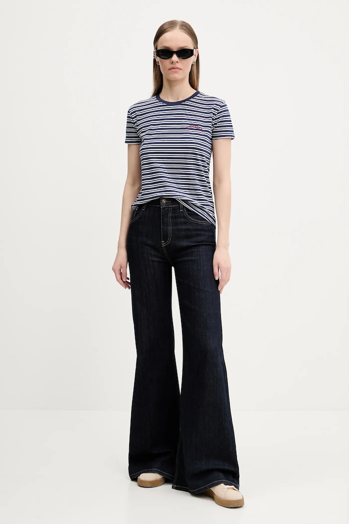Pamučna majica Superdry W1011640A.2JL mornarsko plava SS25