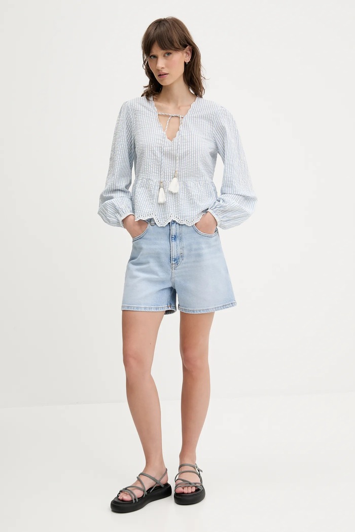 Superdry bluzka bawełniana W6012100A.2U7 niebieski SS25