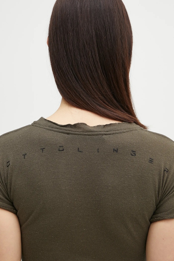 Tričko s příměsí lnu Ottolinger Deconstructed Linen zelená 105.101106.01